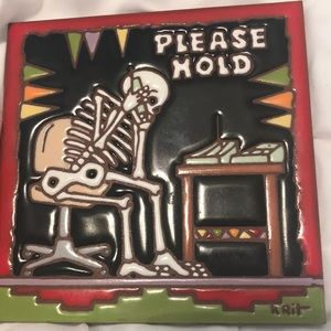 Handcrafted painted tile Mexico Day of the Dead Halloween